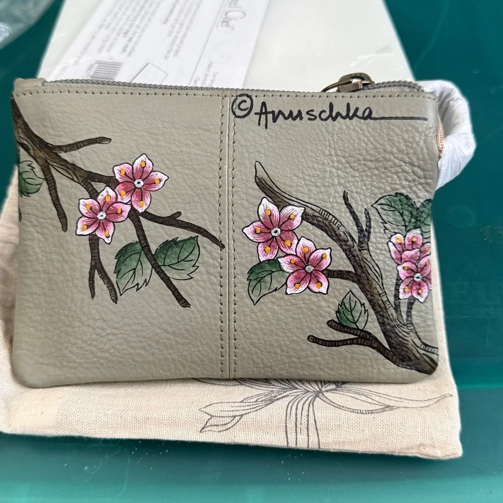 Anna Anuschka-Hand painted “ Leather coin purse .